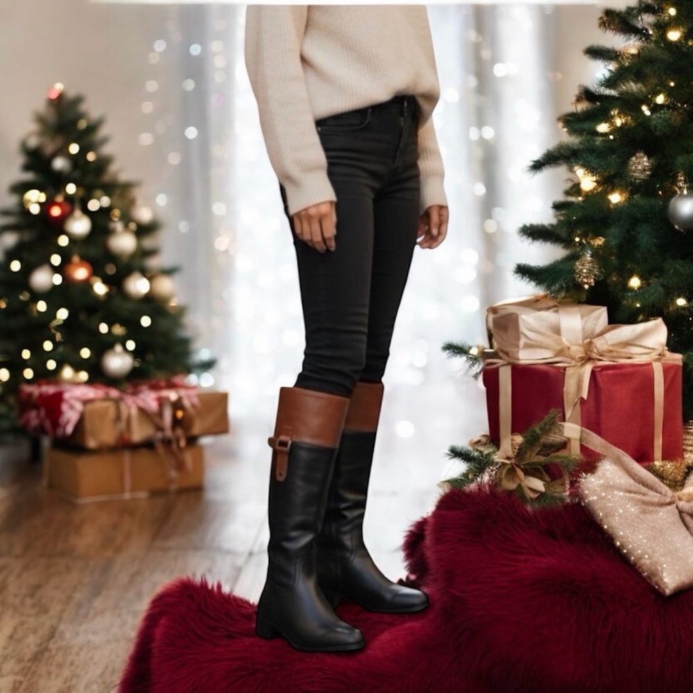 Franco Sarto Black and Brown Heeled Boots
